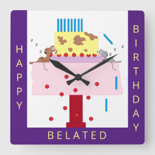 Eftermiddagsmorgonen Nap- Belad Birthday: Square W Fyrkantig Klocka