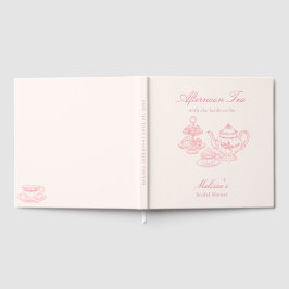 Eftermiddagste Bröllopsdusch Rosa Handritad Gästböcker