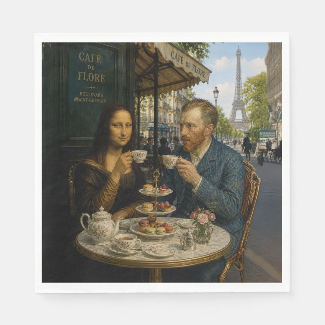 Eftermiddagste med vänner i Paris Nr 2 Pappersservett (Framsidan)