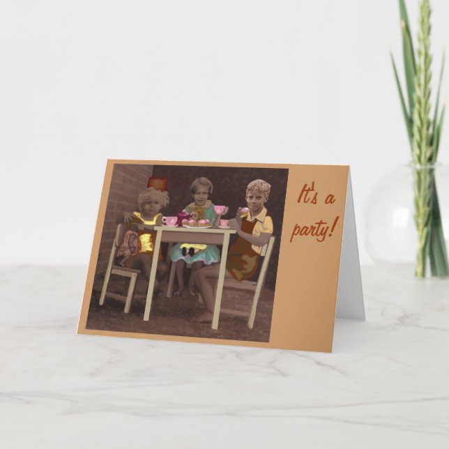 Eftermiddagstek, det är en party! kort (Framsida)