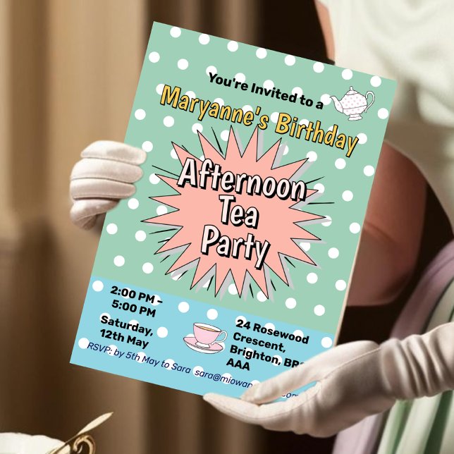 Eftermiddagstest party 50 stil retro vibes inbjudningar (Skapare uppladdad)