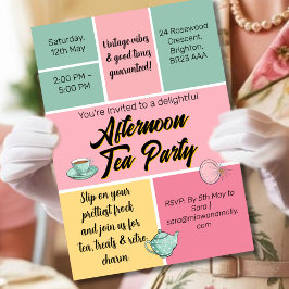 Eftermiddagstest party 50 stil retro vibes inbjudningar