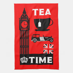 Eftermiddagstid British Tea Party Kökshandduk