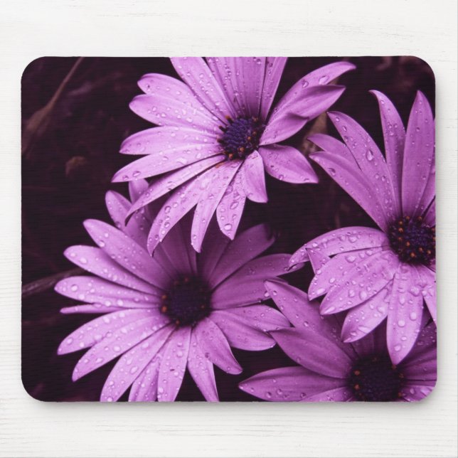 Eftermiddagstid duschar Lila Rosa Flowers Mousepad Musmatta (Framsidan)