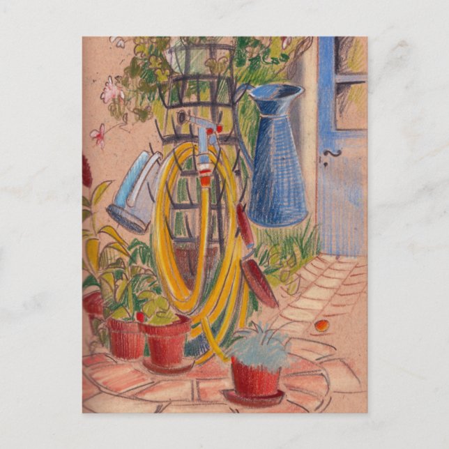 Eftermiddagstid i solig Fransk Garden-vykort Vykort (Framsida)