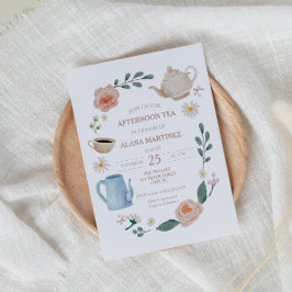 Eftermiddagstid Inbjudan till tea Baby Shower