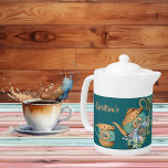 Eftermiddagstid Tea 50:e Vintagens Blommigt Tekann<br><div class="desc">Gör det i stil - ett High Tea Party med vintage blommigt tekanna när någon du kärlek vill fira 50:e födelsedagsmilstolpen. Bilden har en tekanna av blå vintage i blommigten omgiven av blommor och gröntens löv. Bara höger till eftermiddagsteet firande. Du kan enkelt anpassa texten genom att klicka på Anpassa...</div>