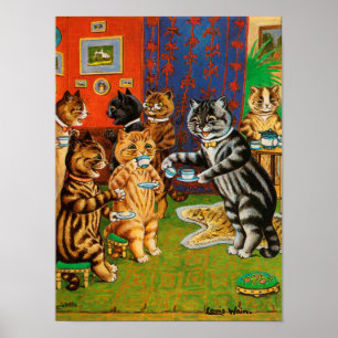 Eftermiddagstid Tea Cats, Louis Wain Poster