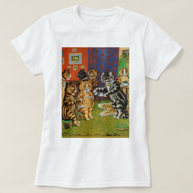 Eftermiddagstid Tea Cats, Louis Wain T Shirt (Design framsida)