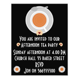 Eftermiddagstid Tea-inbjudan Fototryck