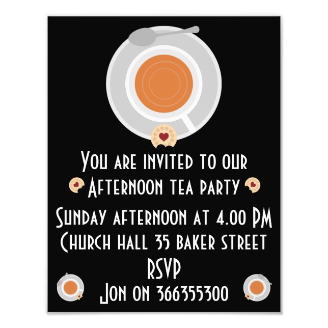 Eftermiddagstid Tea-inbjudan Fototryck (Framsidan)
