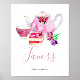 Eftermiddagstid Tea Party favors Underteckna Party Poster