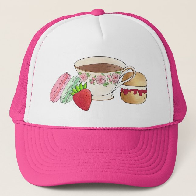 Eftermiddagstid Tea Party Macarons Tekopp Cream Sc Keps (Framsida)