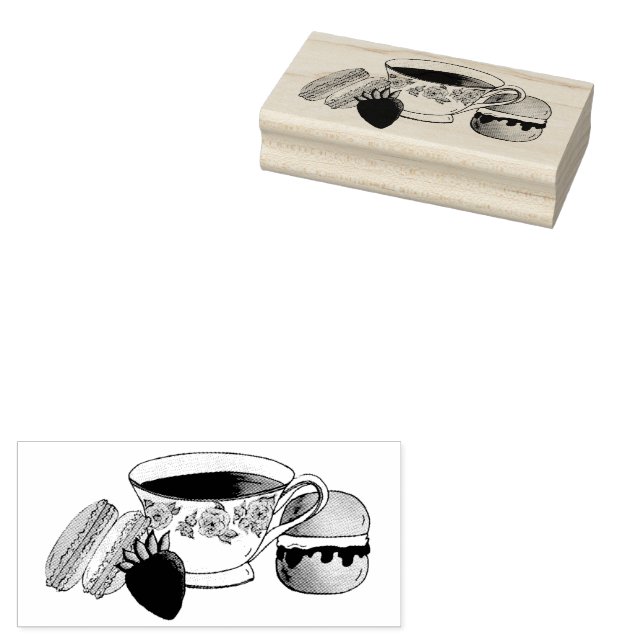 Eftermiddagstid Tea Party Macarons Tekopp Cream Sc Stämpel (Stämplad)