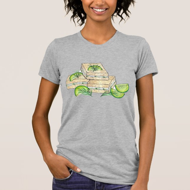 Eftermiddagstid Tea Party Shower Cucumber Sandwich T Shirt (Framsida)