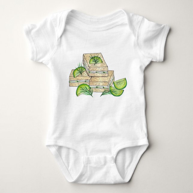 Eftermiddagstid Tea Party Shower Cucumber Sandwich T Shirt (Framsida)