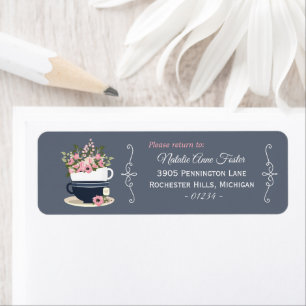 Eftermiddagstid Tea Stack Kopp Rosa Blue Returadre Returadress Etikett