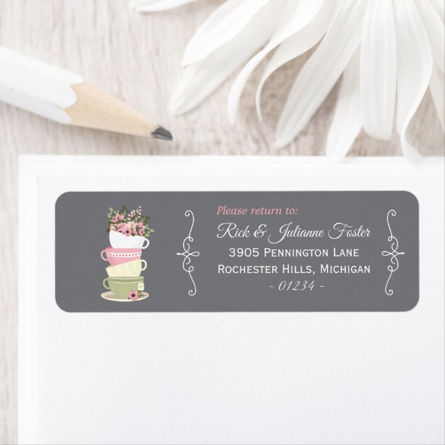 Eftermiddagstid Tea Staplad Kopp Returadress L Returadress Etikett (Insitu)