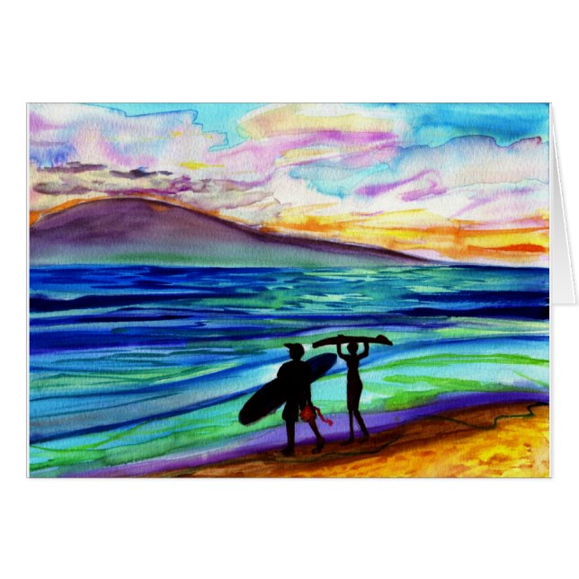Eftermiddagsurfakurs Lahaina Hälsningskort (Framsidan Horizontal)