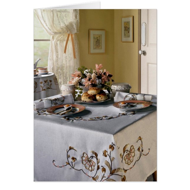 Eftermiddagteainställning Hälsningskort (Framsidan)