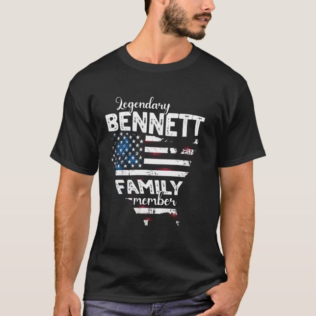 Efternamn Bennett US Flagga Bennett Efternamn Benn T Shirt (Framsida)