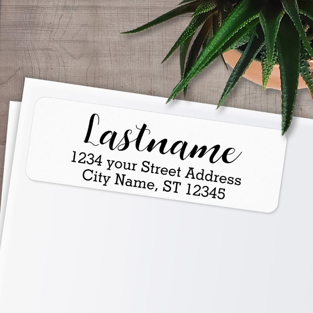 Efternamn - Boulevard-skriptteckensnitt - Returadr Returadress Etikett (Personalized Return Address Labels)