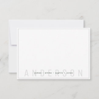 Efternamn för enkel Mörk grönt och Grått Gräns Anteckningskort