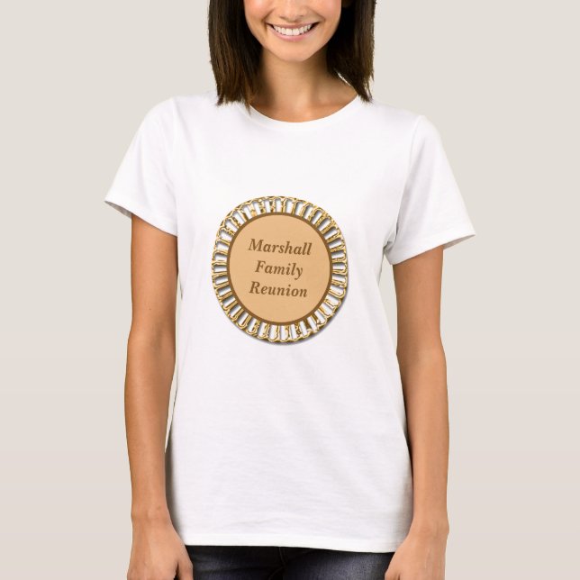 Efternamn för Familjeåterförening Elegant Guld Sil T Shirt (Framsida)