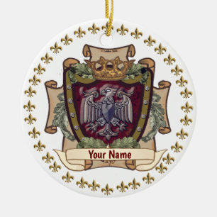 Efternamn för krona Banner Eagle Julgransprydnad Keramik