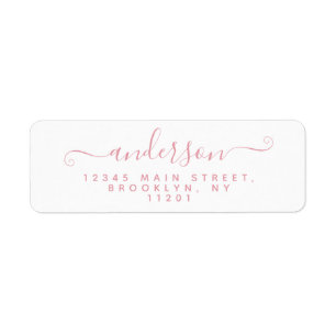 efternamn för Modern Calligraphy-skript med Ros Returadress Etikett
