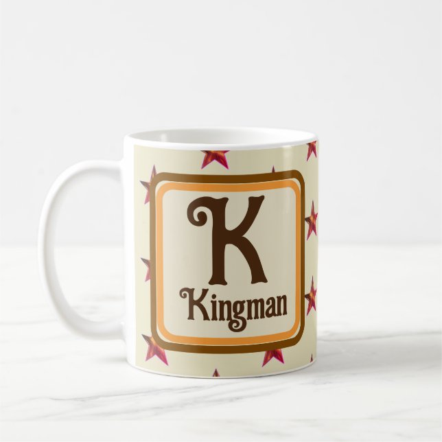 Efternamn för monogram första stjärnans höststjärn kaffemugg (Vänster)