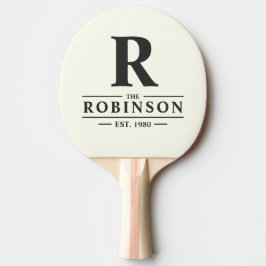 Efternamn & Initial Elfenben och Varm Svart Pingisracket