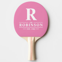 Efternamn & Initial Klassisk Rosa Pingisracket
