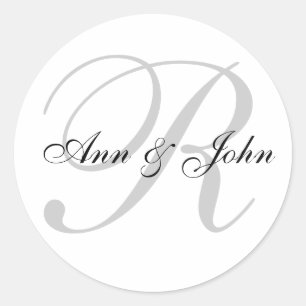 Efternamn Initial plus Namn bröllopssymbol för fav Runt Klistermärke