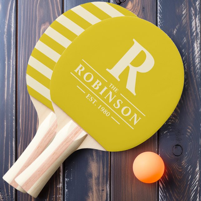 Efternamn & Initial Polo Mörk Citron Pingisracket (Skapare uppladdad)