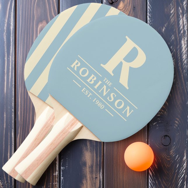 Efternamn & Initial Polo Randig Ljusblå Pingisracket (Skapare uppladdad)