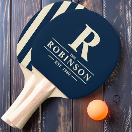 Efternamn & Initial Polo Randig Marinblå Pingisracket