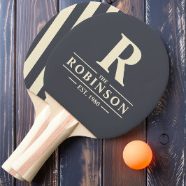 Efternamn&Initial Polo Randig Medelhavsgrå Pingisracket