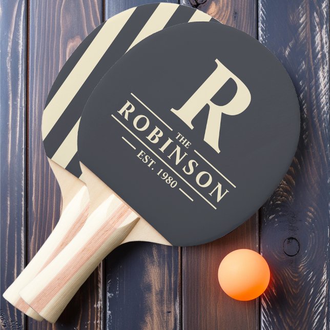 Efternamn&Initial Polo Randig Medelhavsgrå Pingisracket (Skapare uppladdad)