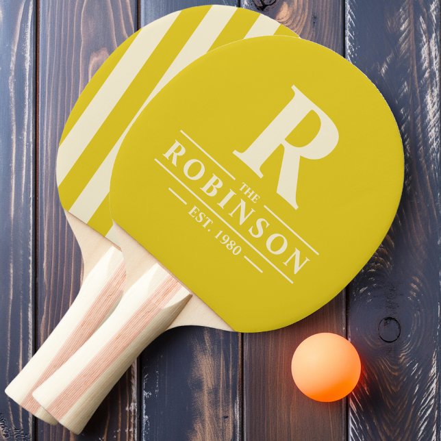 Efternamn & Initial Polo-randig Mörk Citron Pingisracket (Skapare uppladdad)