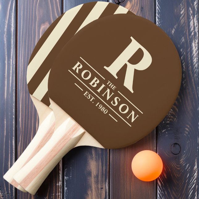 Efternamn & Initial Polo randig mörk skogsbryn Pingisracket (Skapare uppladdad)