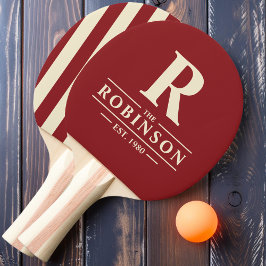 Efternamn & Initial Polo-randig Mörkröd Vinröd Pingisracket
