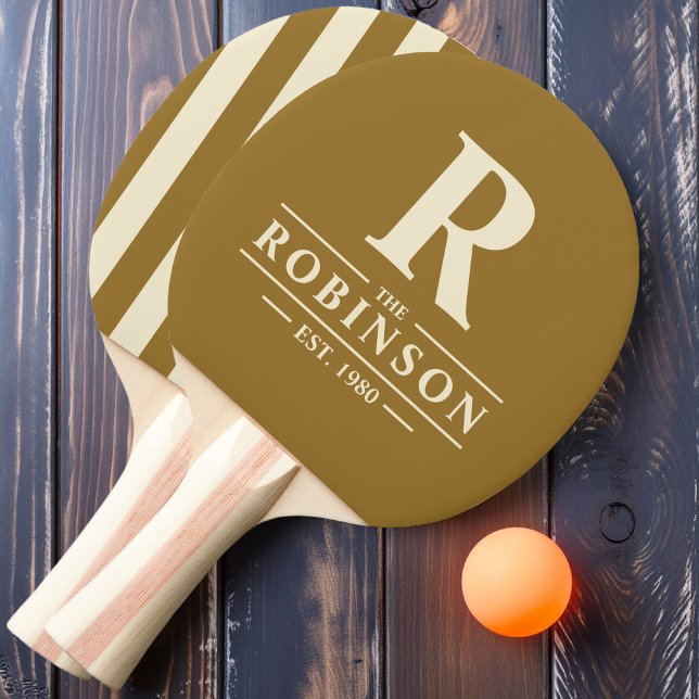 Efternamn & Initial Polo Randig Varm Öken Pingisracket (Skapare uppladdad)
