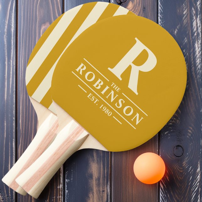 Efternamn & Initial Polostripning Gyllengul Pingisracket (Skapare uppladdad)