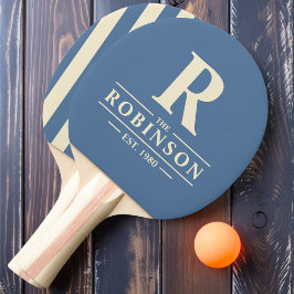 Efternamn & Initial Randig Capri Blå Pingisracket