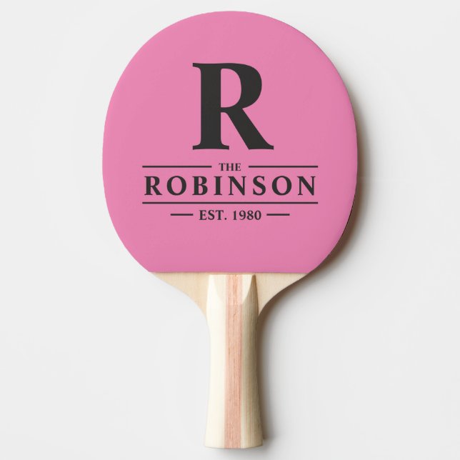 Efternamn & Initial Rosa och Svart Pingisracket (Framsidan)