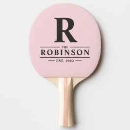 Efternamn & Initial Rosa Viskning och Svart Pingisracket
