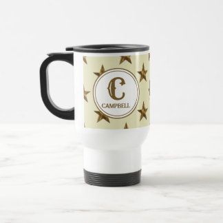 Efternamn Initial Västlig Guldstjärna Monogram  Resemugg