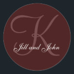 Efternamn Initialt K plus första Namn Choklate Sea Runt Klistermärke<br><div class="desc">Efternamn Inledande K plus Inledande Namn-märke</div>