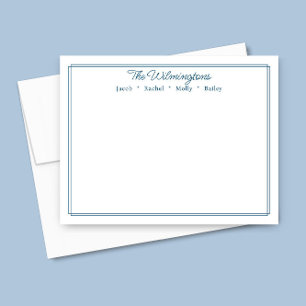 Efternamn Marinblå Kant Klassisk Brevpapper Anteckningskort